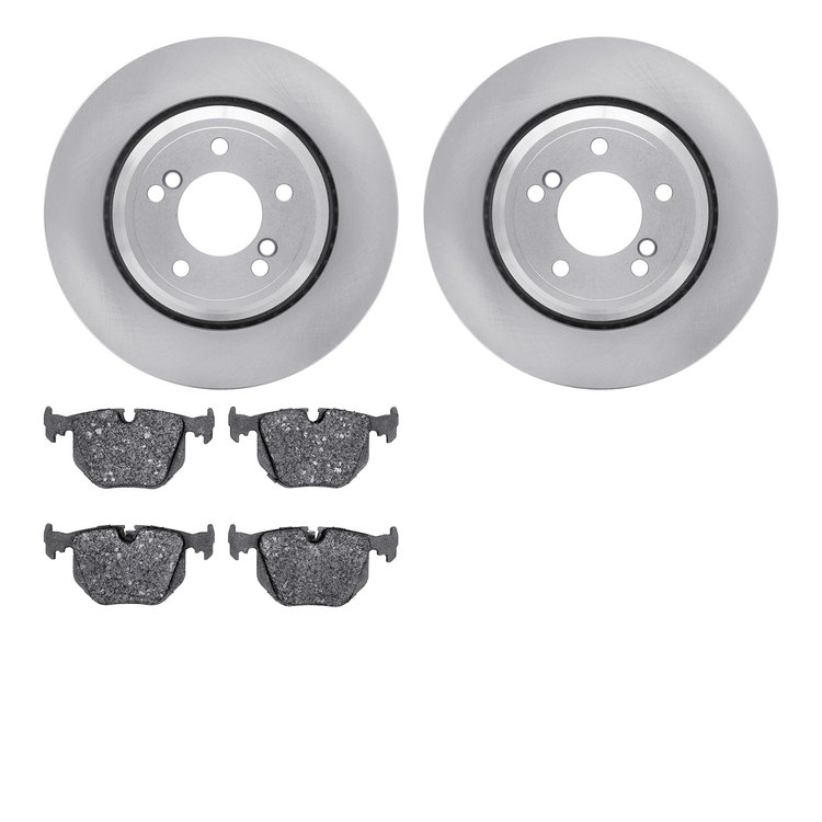 6302-31050 Brake Rotors with 3000-Series Ceramic Brake Pads Kit, 2000-2006 BMW, Position: Rear