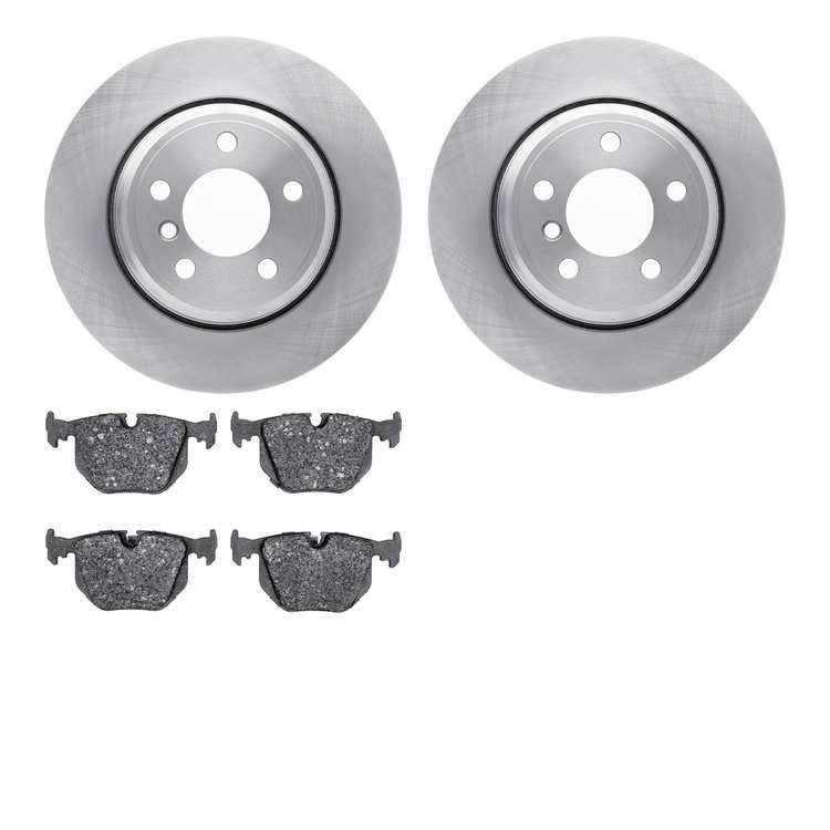 6302-31053 Brake Rotors with 3000-Series Ceramic Brake Pads Kit, 2002-2006 BMW, Position: Rear