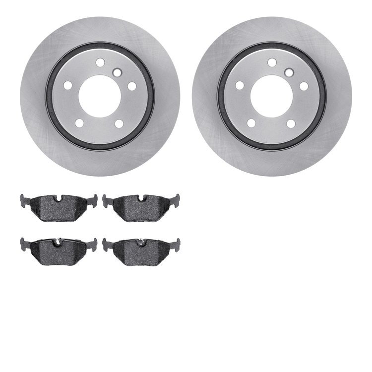 6302-31062 Brake Rotors with 3000-Series Ceramic Brake Pads Kit, 1999-2006 BMW, Position: Rear