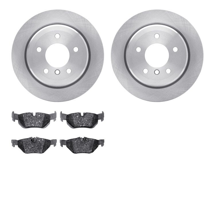 6302-31094 Brake Rotors with 3000-Series Ceramic Brake Pads Kit, 2006-2015 BMW, Position: Rear