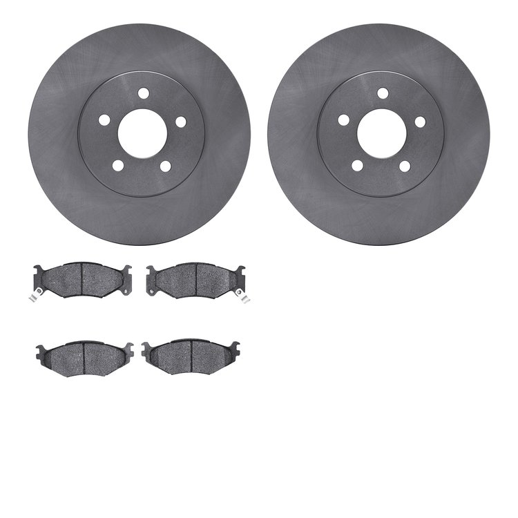 6302-39021 Brake Rotors with 3000-Series Ceramic Brake Pads Kit, 1991-1995 Mopar, Position: Front