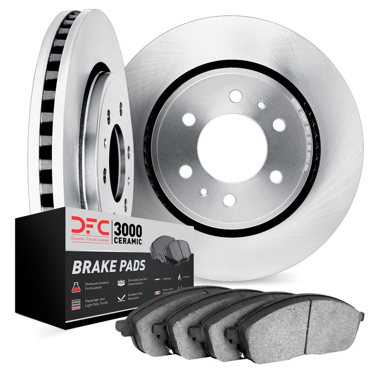 6302-42004 Brake Rotors with 3000-Series Ceramic Brake Pads Kit, 1971-1991 Multiple Makes/Models, Position: Front