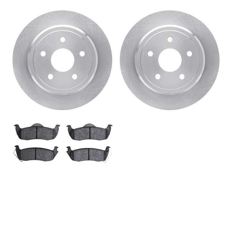 6302-42031 Brake Rotors with 3000-Series Ceramic Brake Pads Kit, 2005-2010 Mopar, Position: Rear