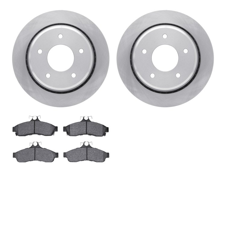 6302-47042 Brake Rotors with 3000-Series Ceramic Brake Pads Kit, 1994-1996 GM, Position: Rear
