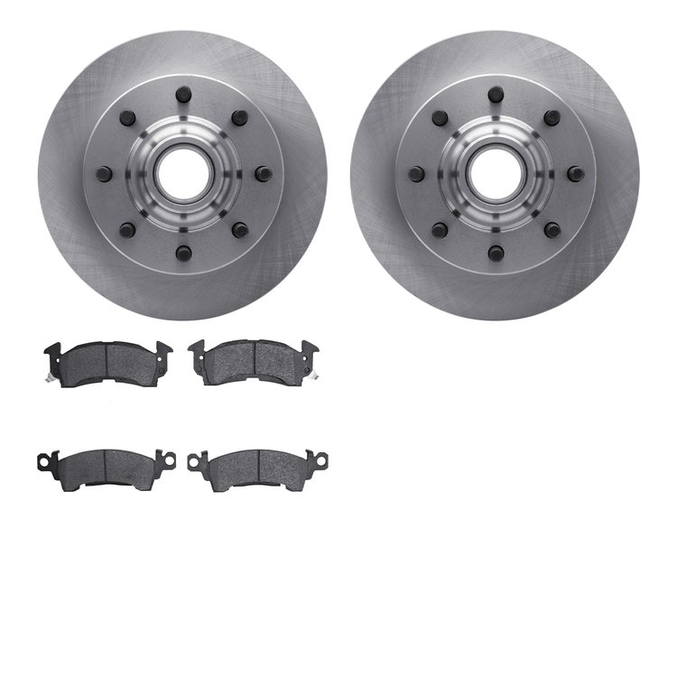 6302-48002 Brake Rotors with 3000-Series Ceramic Brake Pads Kit, 1971-1989 GM, Position: Front