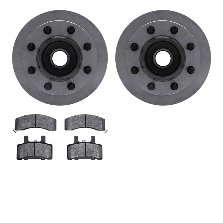 6302-48025 Brake Rotors with 3000-Series Ceramic Brake Pads Kit, 1988-1989 GM, Position: Front