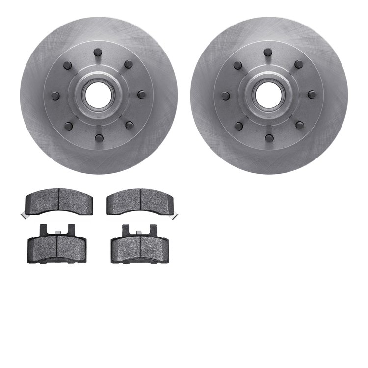 6302-48026 Brake Rotors with 3000-Series Ceramic Brake Pads Kit, 1988-1996 GM, Position: Front