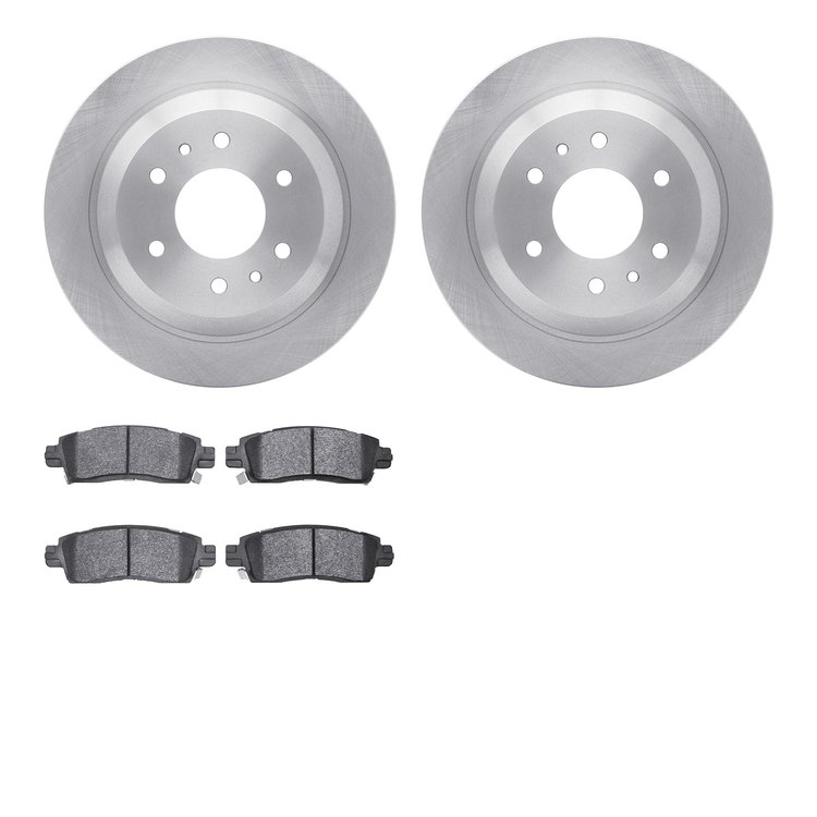 6302-48048 Brake Rotors with 3000-Series Ceramic Brake Pads Kit, 2002-2009 GM, Position: Rear