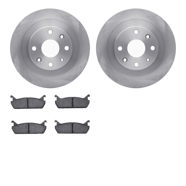 6302-54073 Brake Rotors with 3000-Series Ceramic Brake Pads Kit, 1990-1996 Ford/Lincoln/Mercury/Mazda, Position: Rear