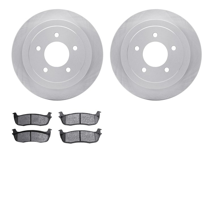 6302-54122 Brake Rotors with 3000-Series Ceramic Brake Pads Kit, 1997-2004 Ford/Lincoln/Mercury/Mazda, Position: Rear