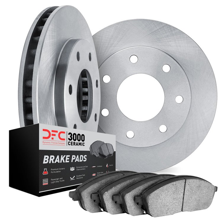 6302-54225 Brake Rotors with 3000-Series Ceramic Brake Pads Kit, 2010-2014 Ford/Lincoln/Mercury/Mazda, Position: Front