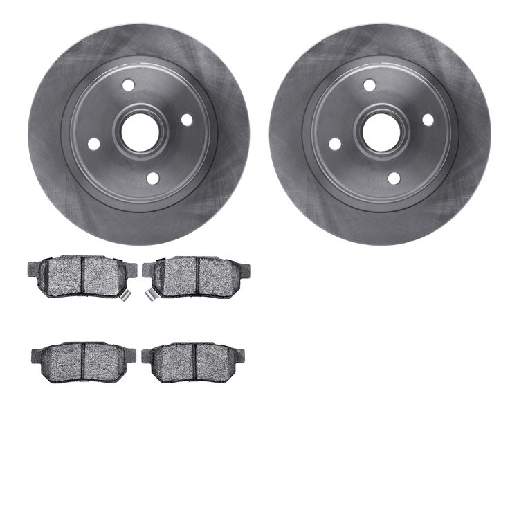 6302-59027 Brake Rotors with 3000-Series Ceramic Brake Pads Kit, 1985-1987 Acura/Honda, Position: Rear