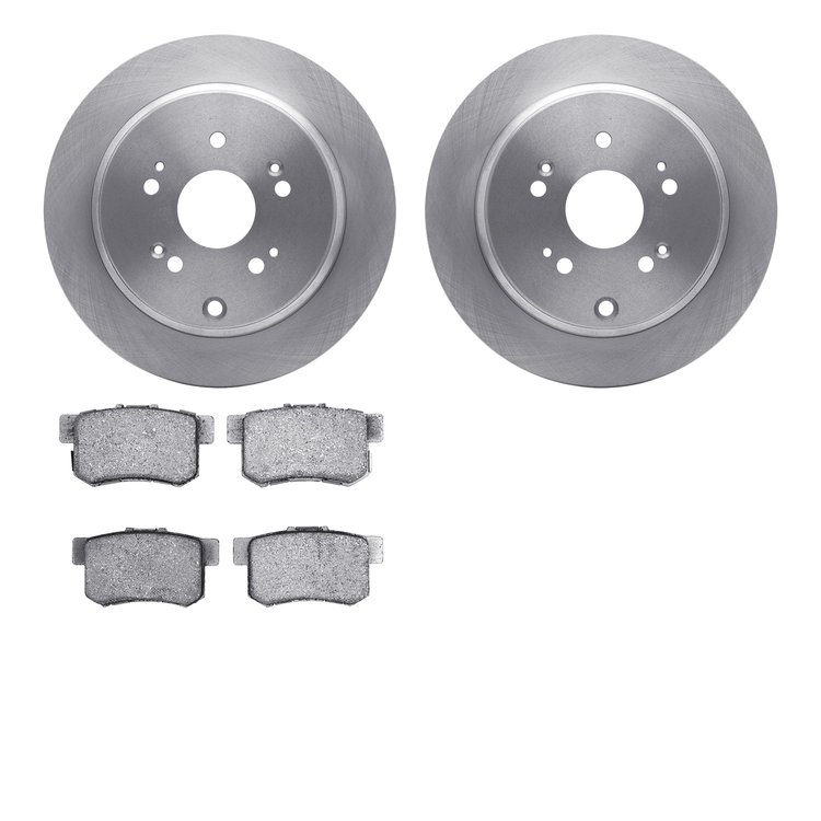 6302-59076 Brake Rotors with 3000-Series Ceramic Brake Pads Kit, 2005-2018 Acura/Honda, Position: Rear