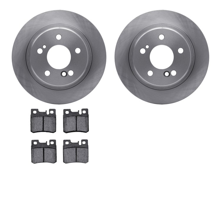 6302-63040 Brake Rotors with 3000-Series Ceramic Brake Pads Kit, 1990-1995 Mercedes-Benz, Position: Rear