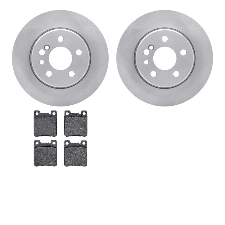 6302-63053 Brake Rotors with 3000-Series Ceramic Brake Pads Kit, 1991-1999 Mercedes-Benz, Position: Rear