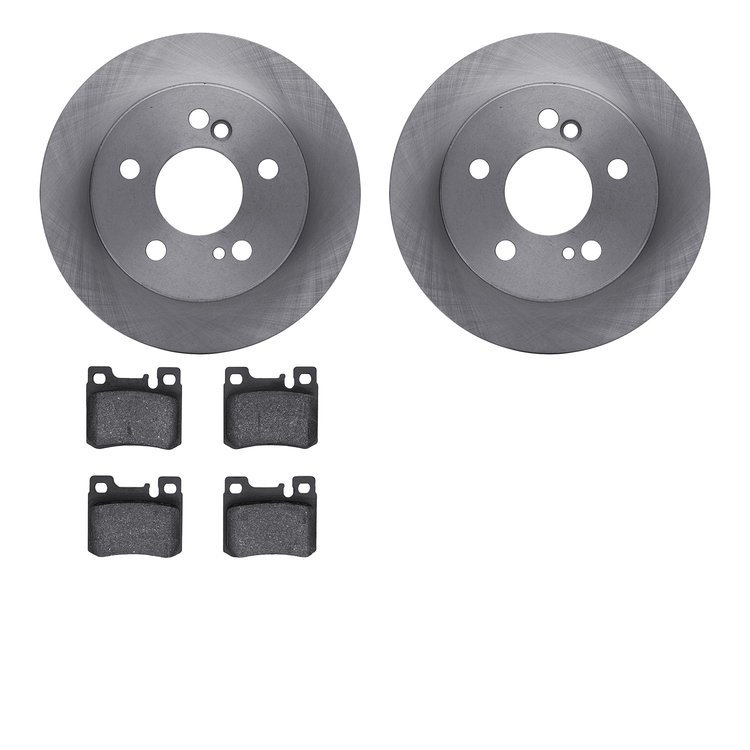 6302-63058 Brake Rotors with 3000-Series Ceramic Brake Pads Kit, 1986-1993 Mercedes-Benz, Position: Rear