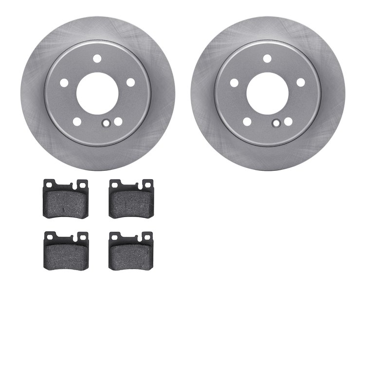 6302-63059 Brake Rotors with 3000-Series Ceramic Brake Pads Kit, 1994-1995 Mercedes-Benz, Position: Rear