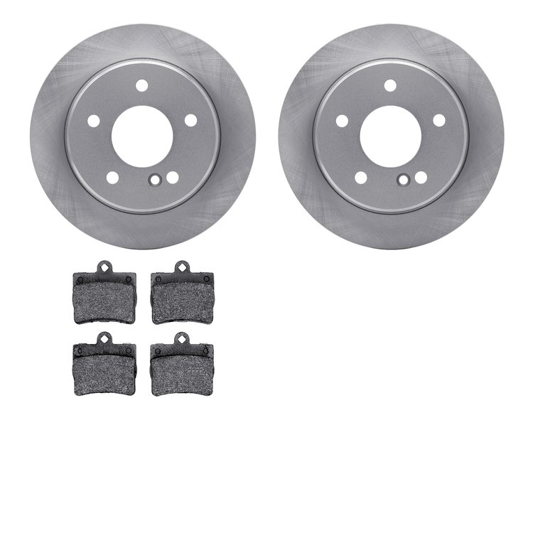 6302-63067 Brake Rotors with 3000-Series Ceramic Brake Pads Kit, 1994-1998 Mercedes-Benz, Position: Rear