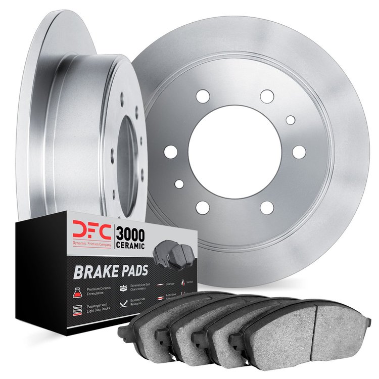6302-72067 Brake Rotors with 3000-Series Ceramic Brake Pads Kit, 1997-2004 Mitsubishi, Position: Rear