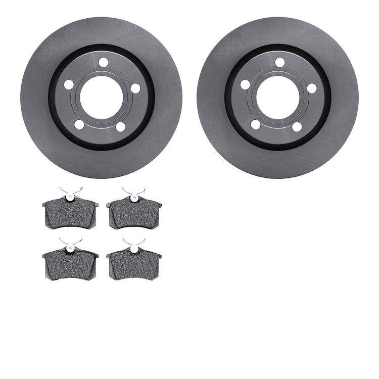6302-73019 Brake Rotors with 3000-Series Ceramic Brake Pads Kit, 2000-2003 Audi/Volkswagen, Position: Rear