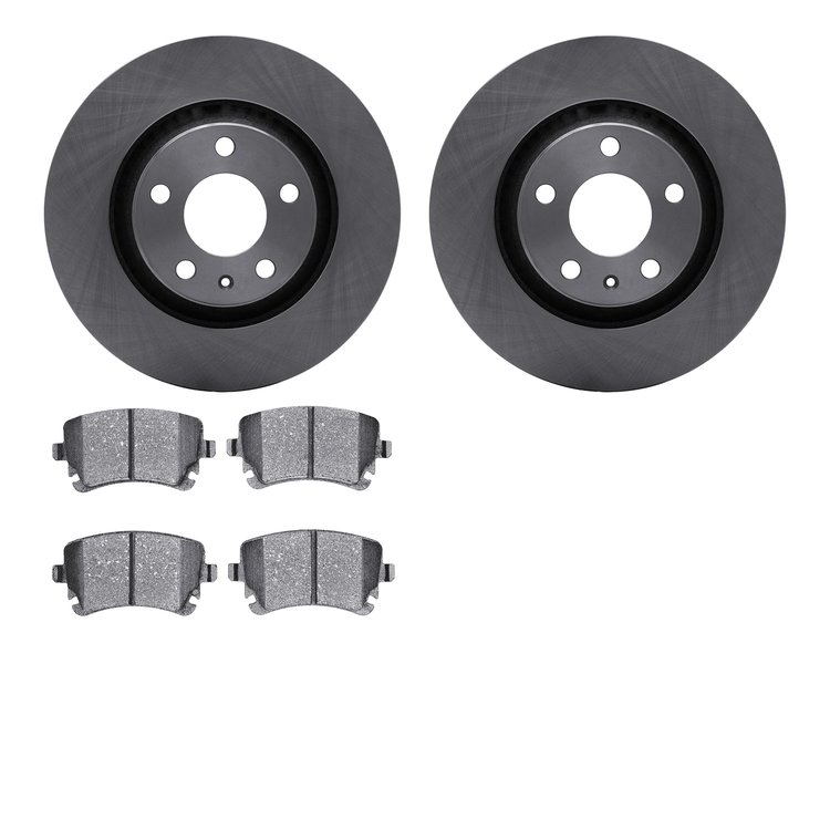 6302-73054 Brake Rotors with 3000-Series Ceramic Brake Pads Kit, 2004-2009 Audi/Volkswagen, Position: Rear