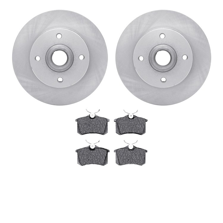 6302-74003 Brake Rotors with 3000-Series Ceramic Brake Pads Kit, 1985-2002 Audi/Volkswagen, Position: Rear