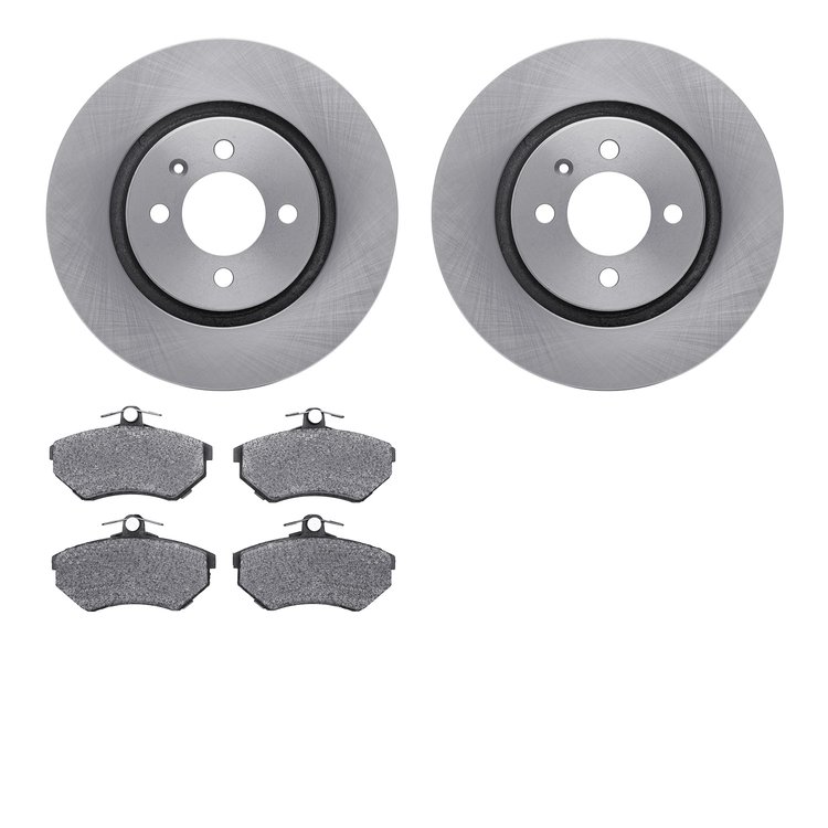 6302-74018 Brake Rotors with 3000-Series Ceramic Brake Pads Kit, 1990-1993 Audi/Volkswagen, Position: Front