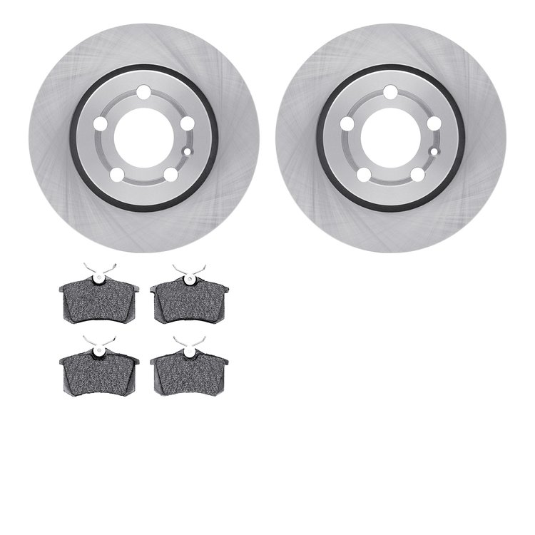 6302-74033 Brake Rotors with 3000-Series Ceramic Brake Pads Kit, 2000-2006 Audi/Volkswagen, Position: Rear