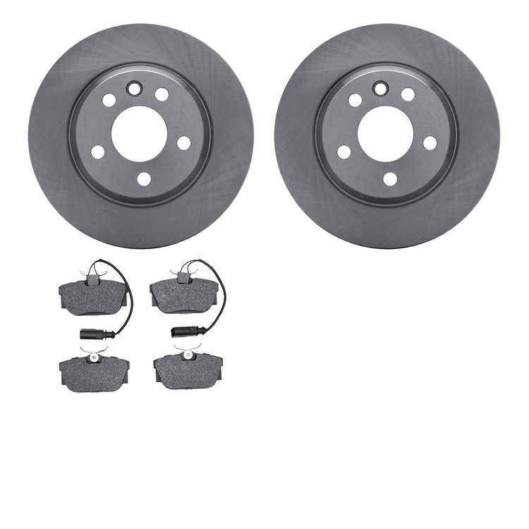 6302-74073 Brake Rotors with 3000-Series Ceramic Brake Pads Kit, 2001-2003 Audi/Volkswagen, Position: Rear