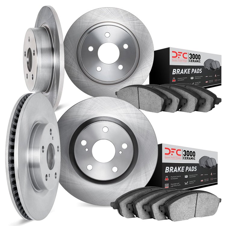 6304-03067 Brake Rotors with 3000-Series Ceramic Brake Pads Kit, 2012-2017 Kia/Hyundai/Genesis, Position: Front and Rear