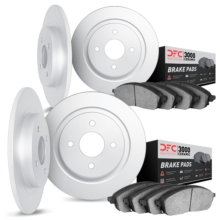 6304-16002 Brake Rotors with 3000-Series Ceramic Brake Pads Kit, 1969-1994 Alfa Romeo, Position: Front and Rear