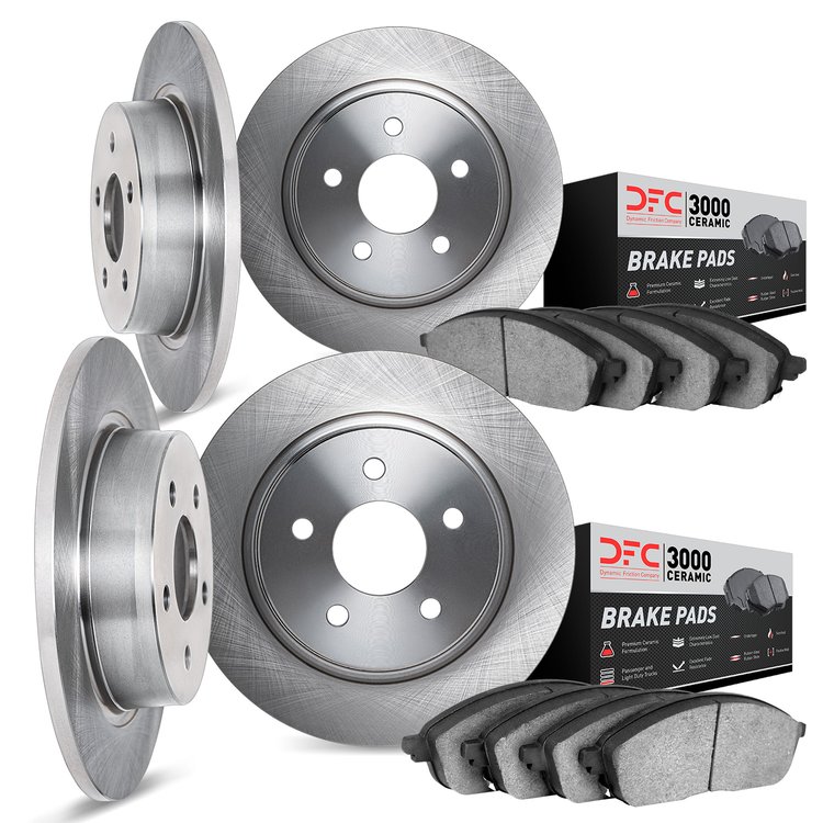 6304-31030 Brake Rotors with 3000-Series Ceramic Brake Pads Kit, 1995-1998 BMW, Position: Front and Rear