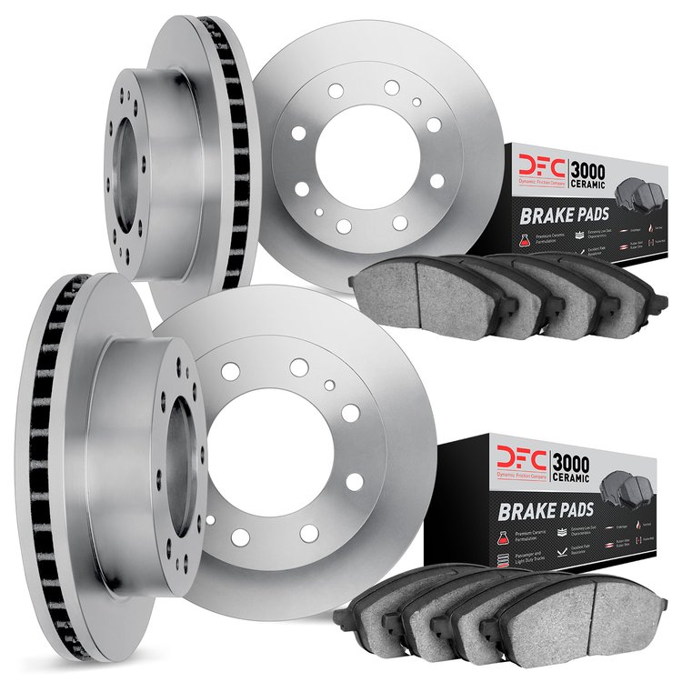 6304-48006 Brake Rotors with 3000-Series Ceramic Brake Pads Kit, 2003-2005 GM, Position: Front and Rear