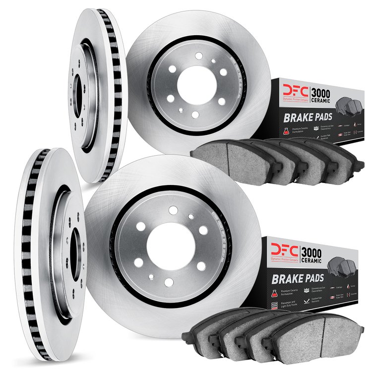 6304-48018 Brake Rotors with 3000-Series Ceramic Brake Pads Kit, 1999-2007 GM, Position: Front and Rear