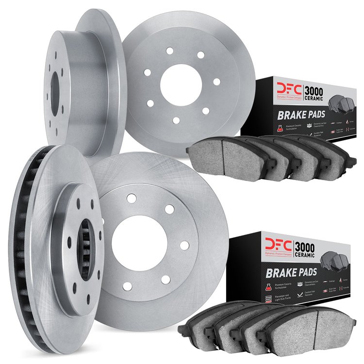 6304-54032 Brake Rotors with 3000-Series Ceramic Brake Pads Kit, 1997-2004 Ford/Lincoln/Mercury/Mazda, Position: Front and Rear
