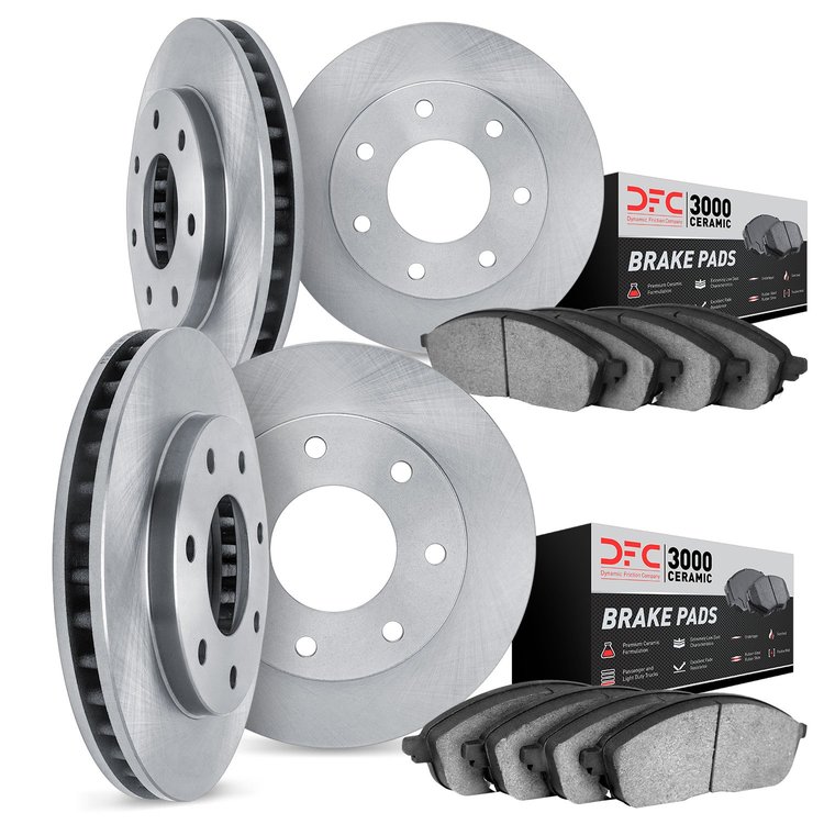 6304-54066 Brake Rotors with 3000-Series Ceramic Brake Pads Kit, 2004-2008 Ford/Lincoln/Mercury/Mazda, Position: Front and Rear