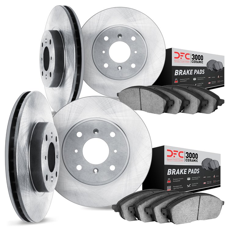 6304-56025 Brake Rotors with 3000-Series Ceramic Brake Pads Kit, 1999-2000 Ford/Lincoln/Mercury/Mazda, Position: Front and Rear