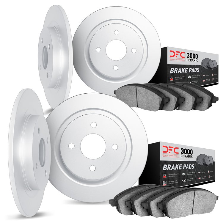 6304-67002 Brake Rotors with 3000-Series Ceramic Brake Pads Kit, 1982-1983 Infiniti/Nissan, Position: Front and Rear
