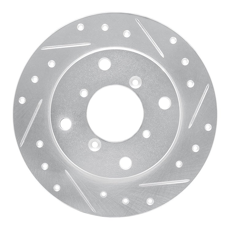 631-01001R Drilled/Slotted Brake Rotor [Silver], 1989-1994 Suzuki, Position: Rear Right