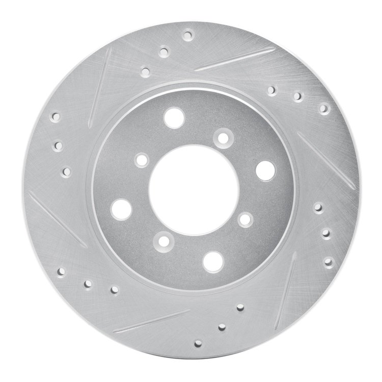 631-01002L Drilled/Slotted Brake Rotor [Silver], 1995-2002 Suzuki, Position: Front Left