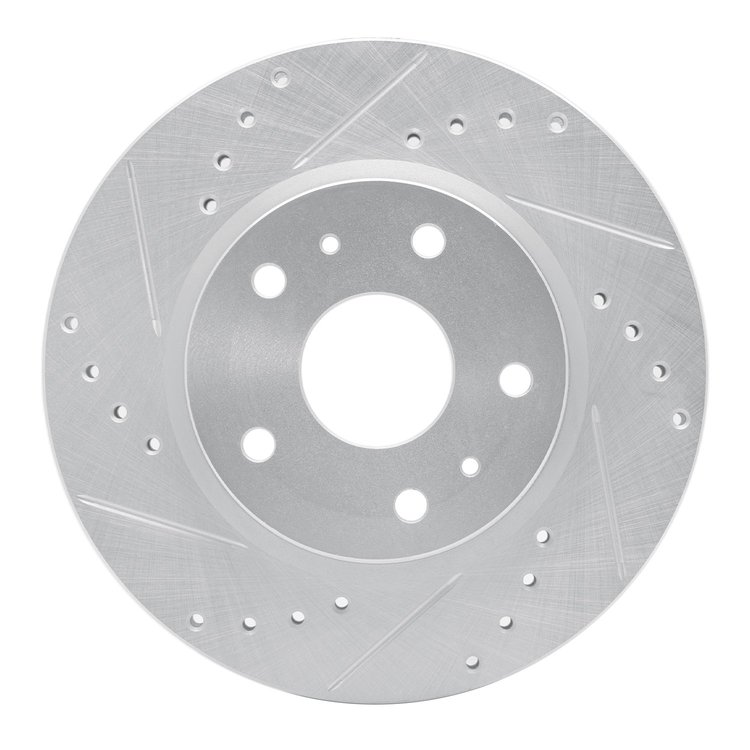 631-01004L Drilled/Slotted Brake Rotor [Silver], 2007-2019 Suzuki, Position: Front Left