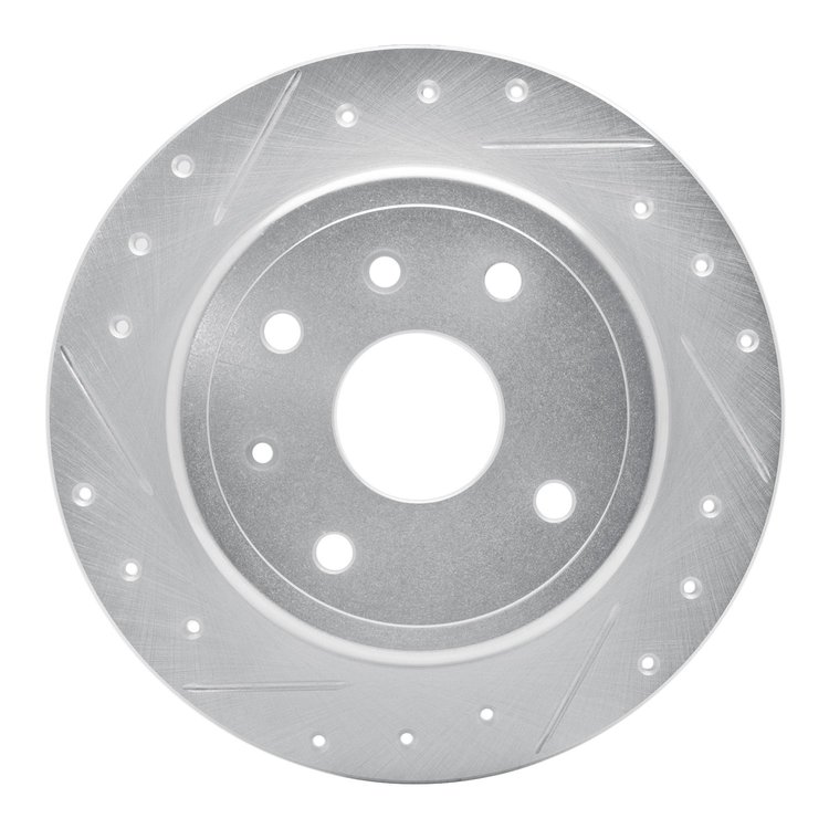631-01009L Drilled/Slotted Brake Rotor [Silver], 2004-2010 Multiple Makes/Models, Position: Rear Left