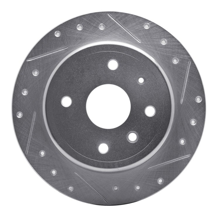 631-01009R Drilled/Slotted Brake Rotor [Silver], 2004-2010 Multiple Makes/Models, Position: Rear Right