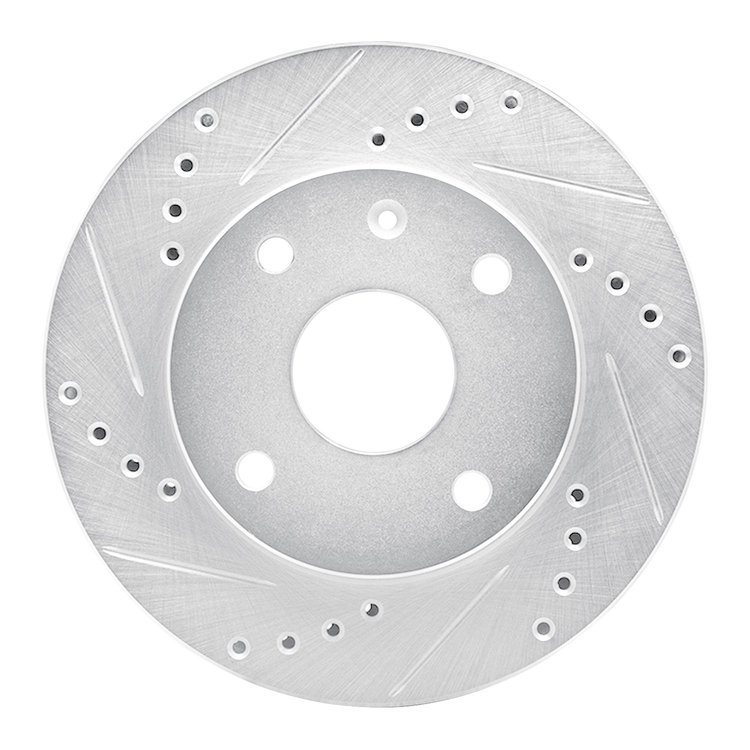 631-01010L Drilled/Slotted Brake Rotor [Silver], 2004-2010 Multiple Makes/Models, Position: Front Left