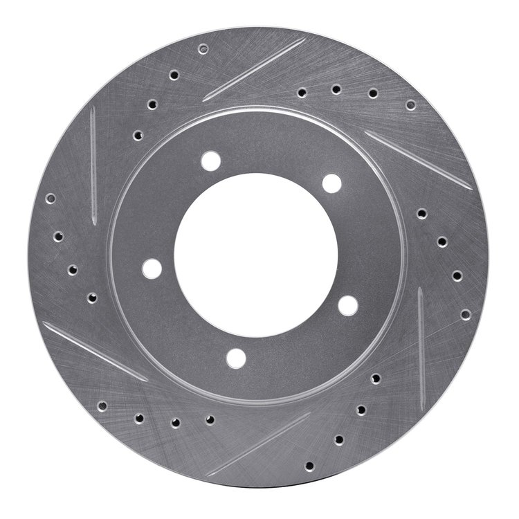 631-01013L Drilled/Slotted Brake Rotor [Silver], 1999-2008 Multiple Makes/Models, Position: Front Left