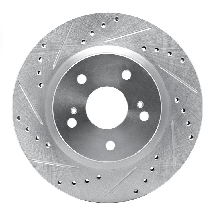 631-01014L Drilled/Slotted Brake Rotor [Silver], 2006-2017 Suzuki, Position: Front Left