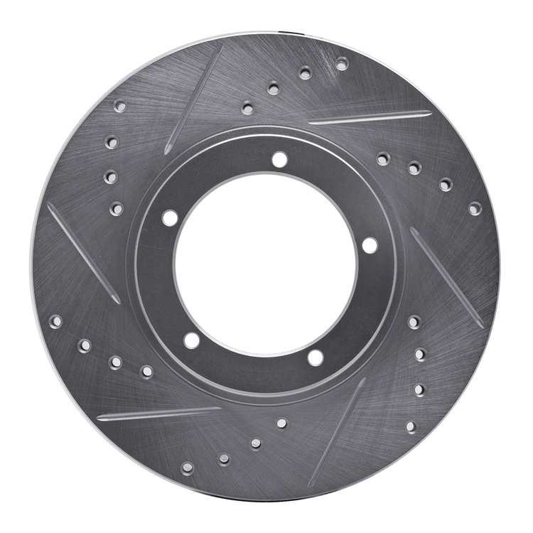 631-02001L Drilled/Slotted Brake Rotor [Silver], 1967-1988 Porsche, Position: Front Left