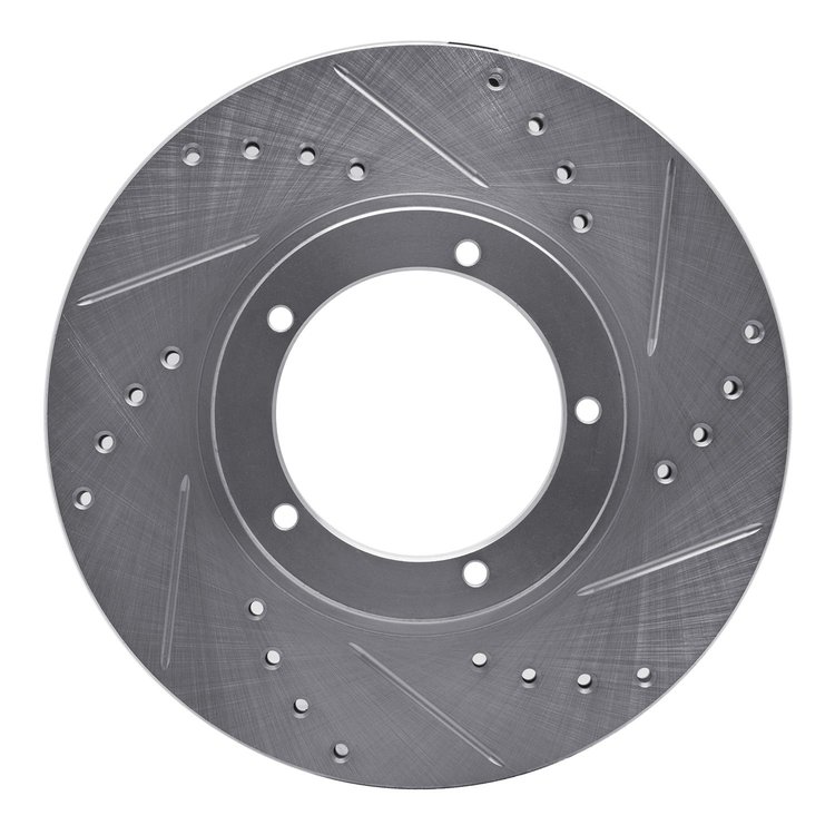 631-02001R Drilled/Slotted Brake Rotor [Silver], 1967-1988 Porsche, Position: Front Right