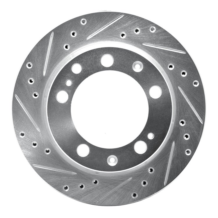 631-02024L Drilled/Slotted Brake Rotor [Silver], 1987-1989 Porsche, Position: Rear Left