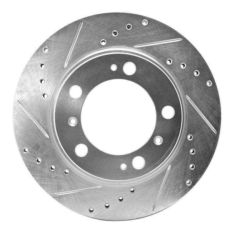631-02029L Drilled/Slotted Brake Rotor [Silver], 1997-2004 Porsche, Position: Rear Left